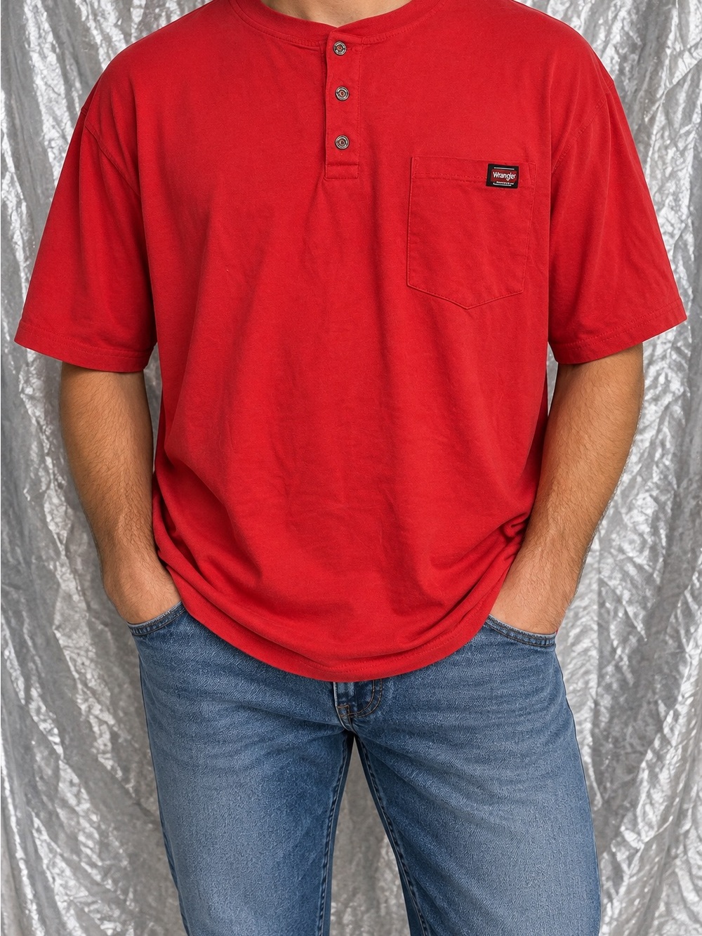 Wrangler Men's Red Henley Pocket T-Shirt XXL